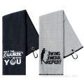 Custom microfiber waffle golf towels with metal clip